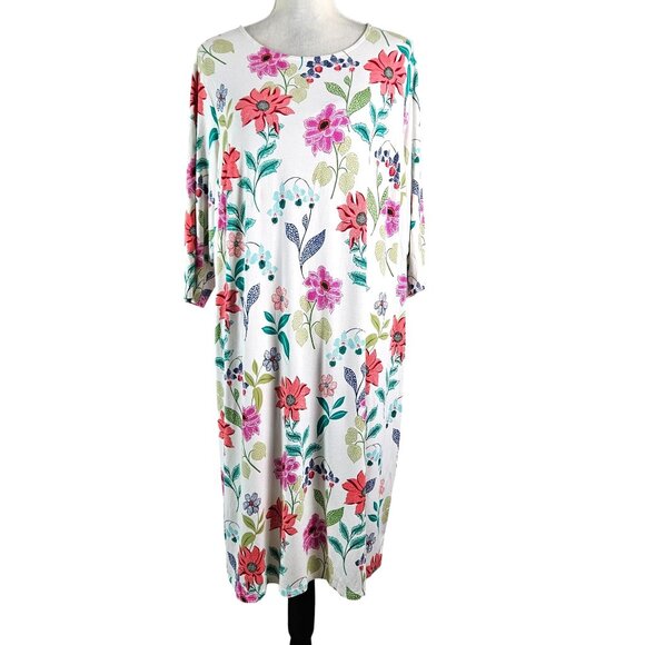 Floral Print J Jill Wearever Collection Womens Dress Size 1X Casual Comfortable - Picture 4 of 11